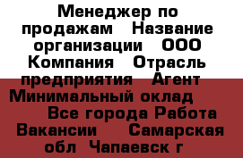 Менеджер по продажам › Название организации ­ ООО Компания › Отрасль предприятия ­ Агент › Минимальный оклад ­ 30 000 - Все города Работа » Вакансии   . Самарская обл.,Чапаевск г.